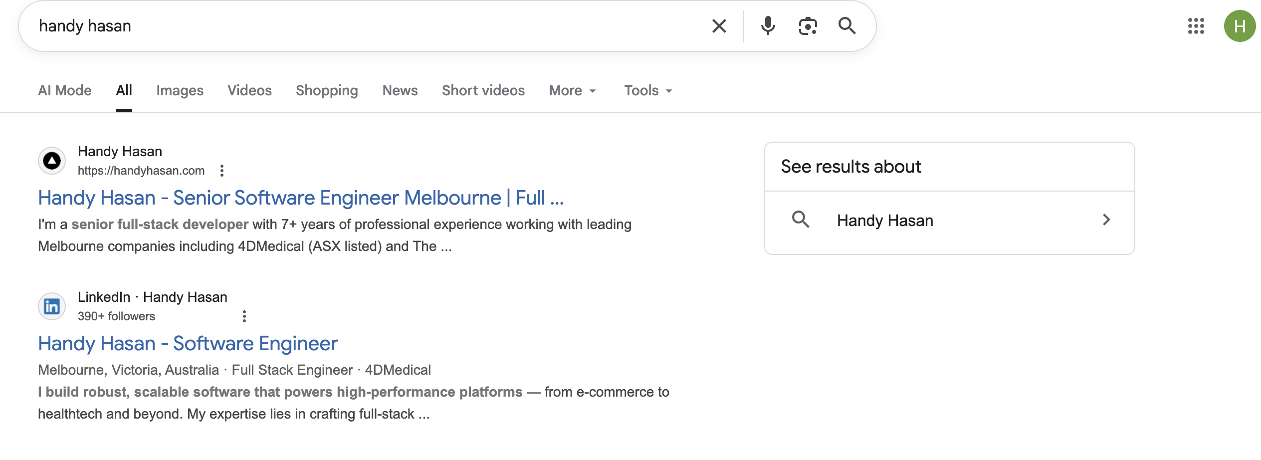 Google Business branded query screenshot